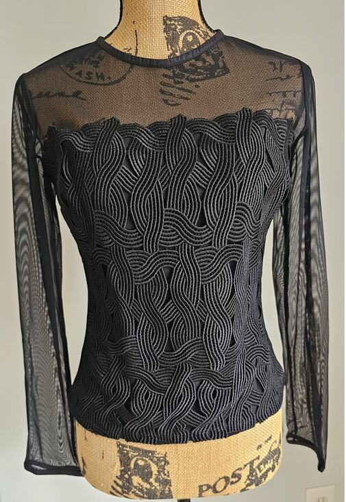 Flora Nikrooz Tops - Flora Nikrooz Sheer Embroidered Top, Black, Formal-Casual, Sexy,  Womans Sz M